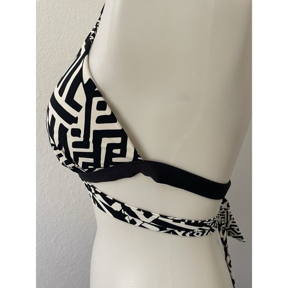 Kenneth Cole Swim Sz 36 B/C Bikini Halter Top Plunge Print Swimwear - Picture 4 of 8
